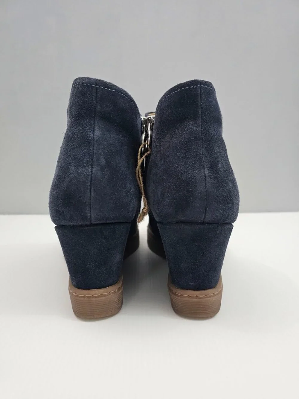 Sofft Siri Navy Blue Suede Waterproof Wedge Ankle Boot Slouch Comfort Womens 11